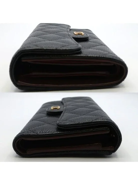 Chanel Quilted Medium Flap Wallet Trifold Caviar Leather Ap0232 - Picture 3 of 10